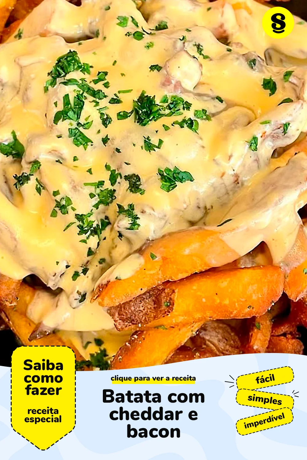 Receita de batata com cheddar e bacon