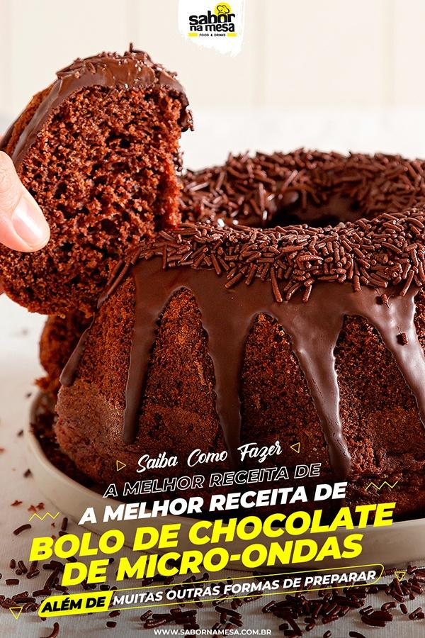 poste no pinterest esta imagem de receita de bolo de chocolate de microondas