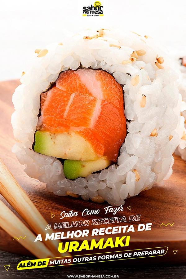 poste no pinterest esta imagem de receita de sushi uramaki