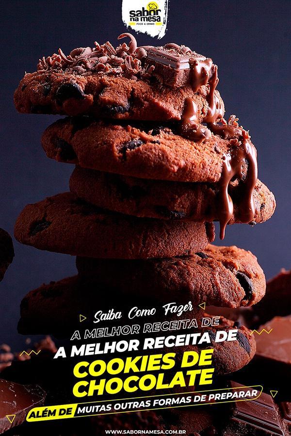poste no pinterest esta imagem de receita de cookies de chocolate