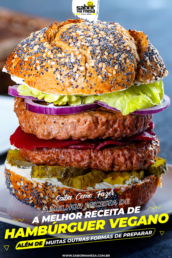 poste no pinterest esta imagem de receita de hamburguer-vegano