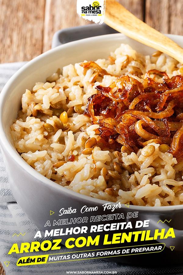 poste no pinterest esta imagem de receita de arroz-com-lentilha