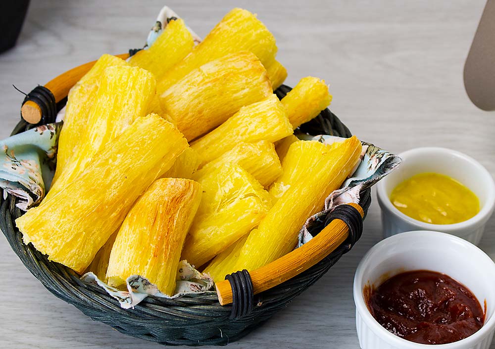 mandioca na fritadeira sem usar óleo